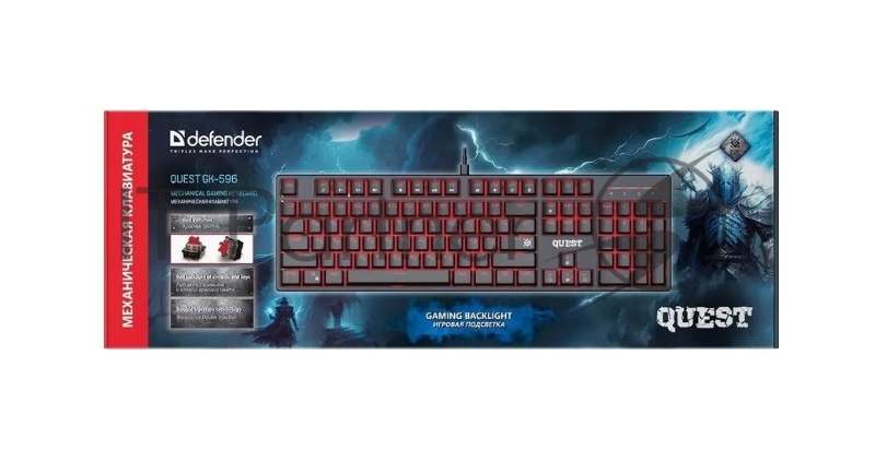 Клавиатура DEFENDER MECHANICAL QUEST GK-596 RU 45596 BLK