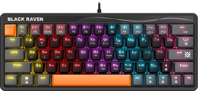 Клавиатура DEFENDER MECHANICAL BLK RAVEN GK-417 RU RGB 45414