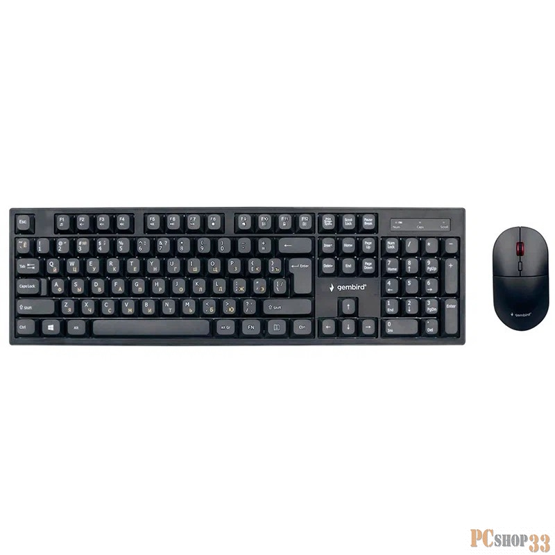 Комплект кл-ра+мышь беспров. Gembird KBS-6000, черный, 2.4ГГц, 1600 DPI, мини-приемник-USB