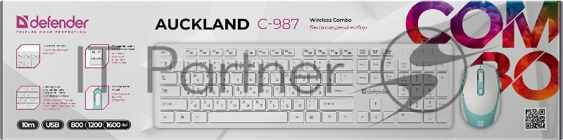 Клавиатура + мышка DEFENDER AUCKLAND C-987 RU WHITE 45987
