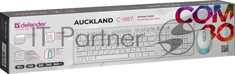 Клавиатура + мышка DEFENDER AUCKLAND C-987 RU WHITE 45987