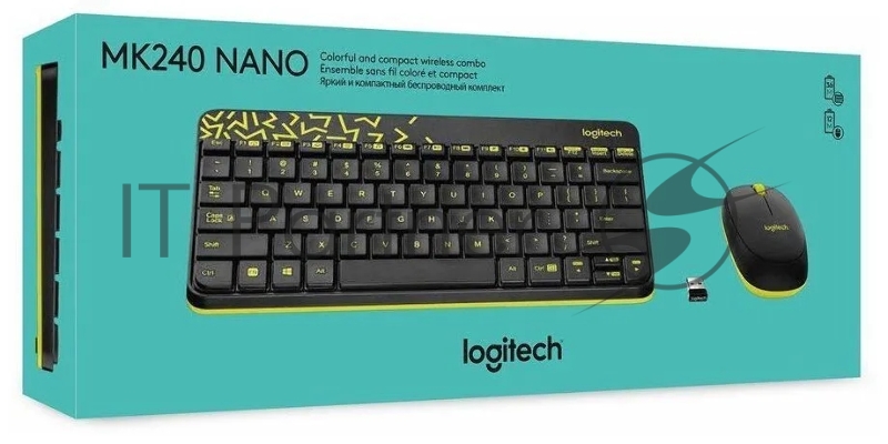 Комплект беспроводной клавиатура+мышь Logitech MK240 Black/Yellow (920-008198)