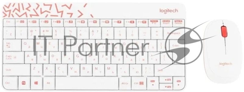 Комплект беспроводной клавиатура+мышь Logitech MK240 White/Red (920-008160)