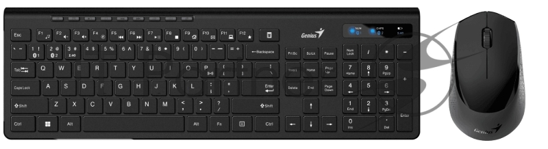 Комплект беспроводной Genius KM-8006S (клавиатура KB-7200 и мышь NX-8006S), Black, silent