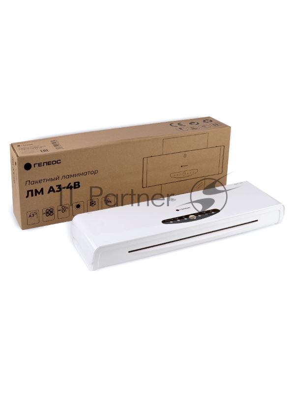 Ламинатор Heleos ЛМА34В белый/черный A3 (60-250мкм) 30см/мин (4вал.) хол.лам. лам.фото реверс