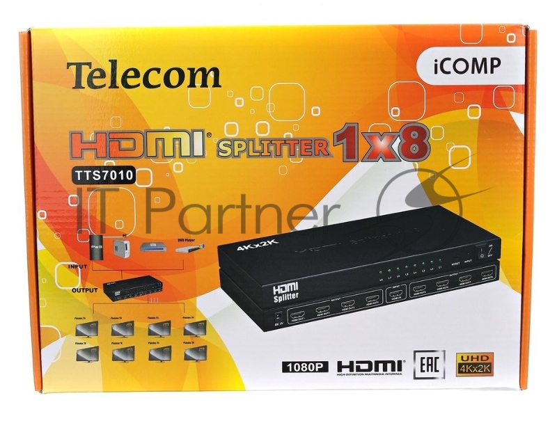 Разветвитель Telecom HDMI 1=>8 4k@30 HZ <TTS7010>