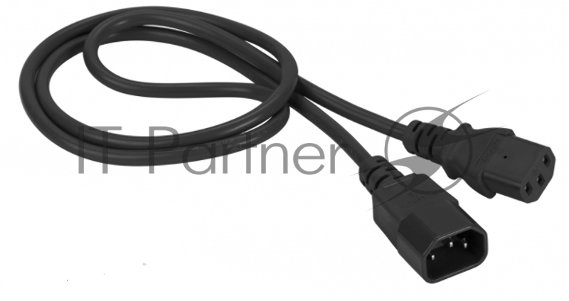 Шнур питания C13-C14, 3х0.75, 220В, 10А, черный, 1 метр