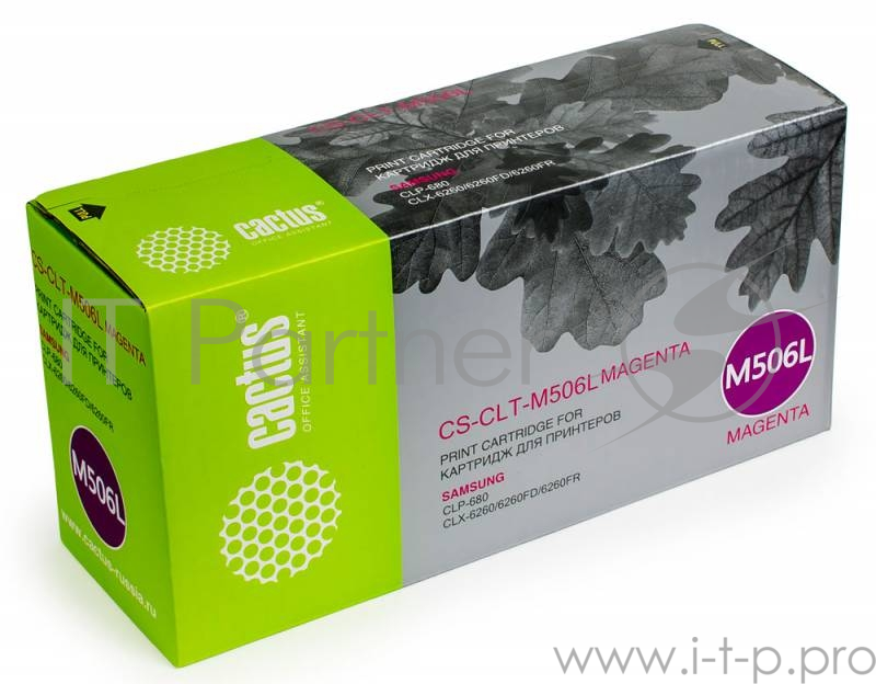 Тонер Картридж Cactus CS-CLT-M506LV пурпурный (3500стр.) для Samsung CLP 680/CLX 6260/6260FD/6260FR