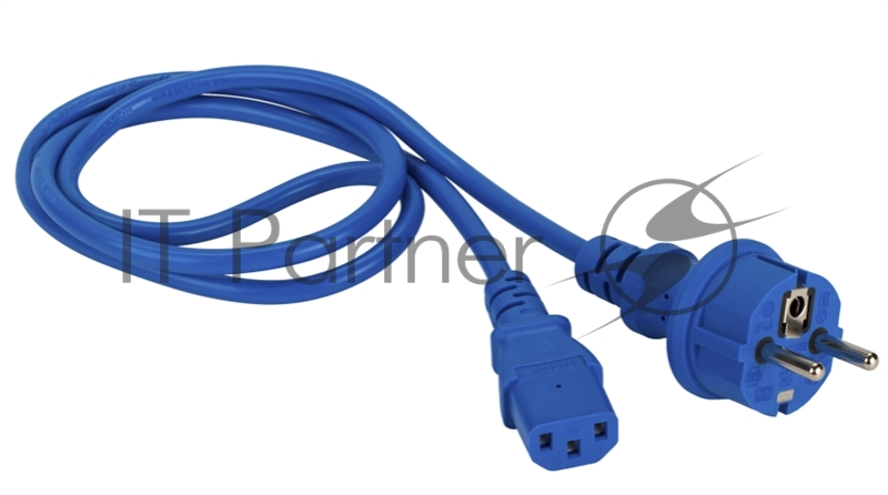 Шнур питания C13-Schuko прямая, 3х0.75, 220В, 10А, синий, 2 метра
