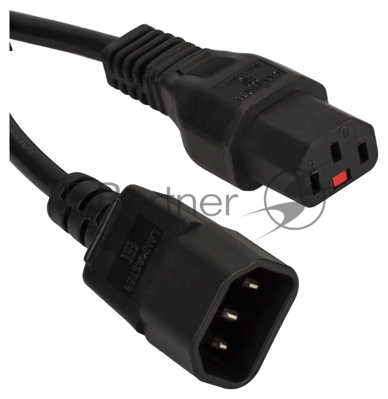 Шнур питания с блокировкой C13-C14, 3х0.75, 220В, 10А, черный, 1 метр