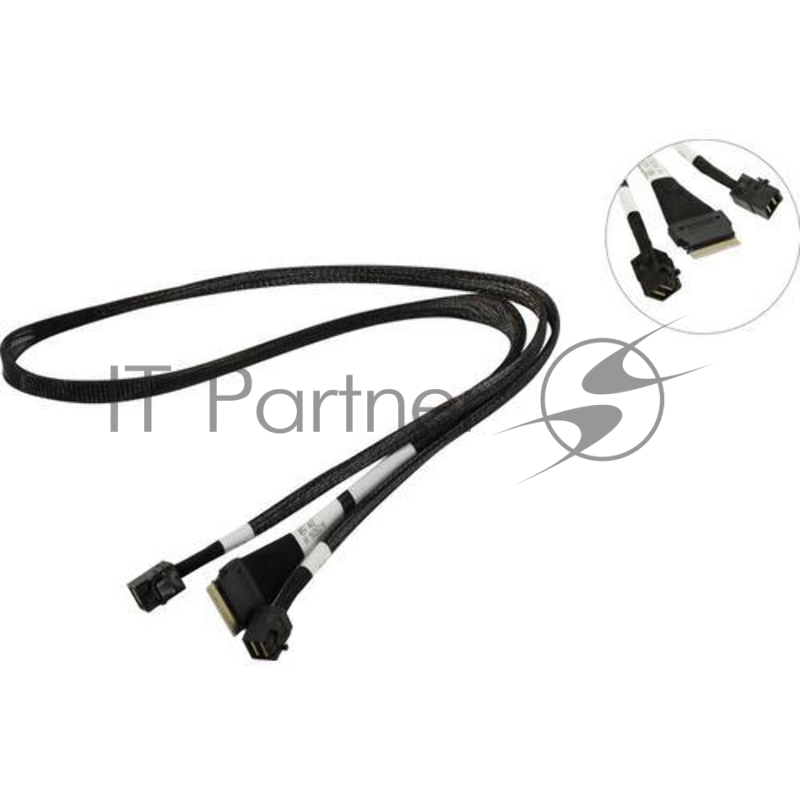 Кабель Cable, Slimline SASx8 (SFF8654) -to- 2 SAS HD x4 (SFF8643)+ SFF9402, 1M