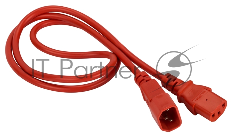 Шнур питания C13-C14, 3х0.75, 220В, 10А, красный, 2 метра