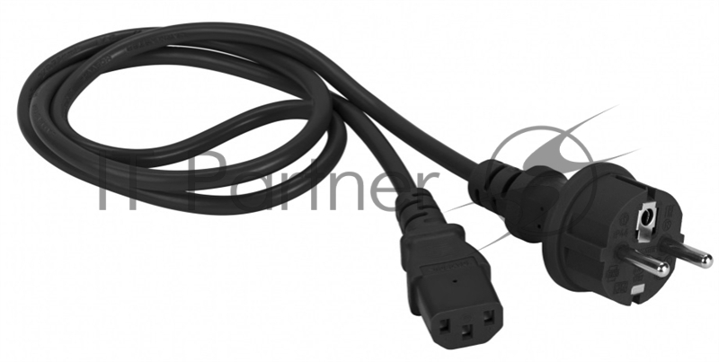 Шнур питания C13-Schuko прямая, 3х0.75, 220В, 10А, черный, 1 метр
