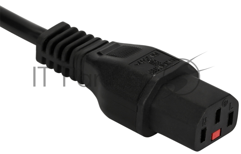 Шнур питания с блокировкой C13-Schuko прямая, 3х0.75, 220В, 10А, черный, 2 метра