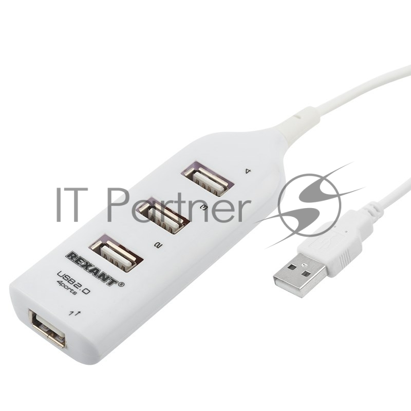 Разветвитель USB 2.0 на 4 порта белый REXANT