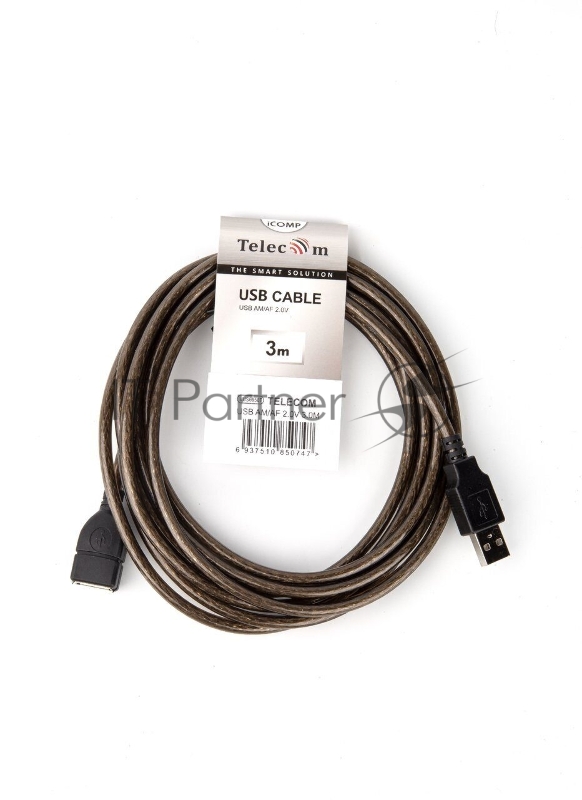 Кабель удлинительный USB2.0 AM/AF прозрачная изоляция 3m Telecom <VUS6956T-3M>
