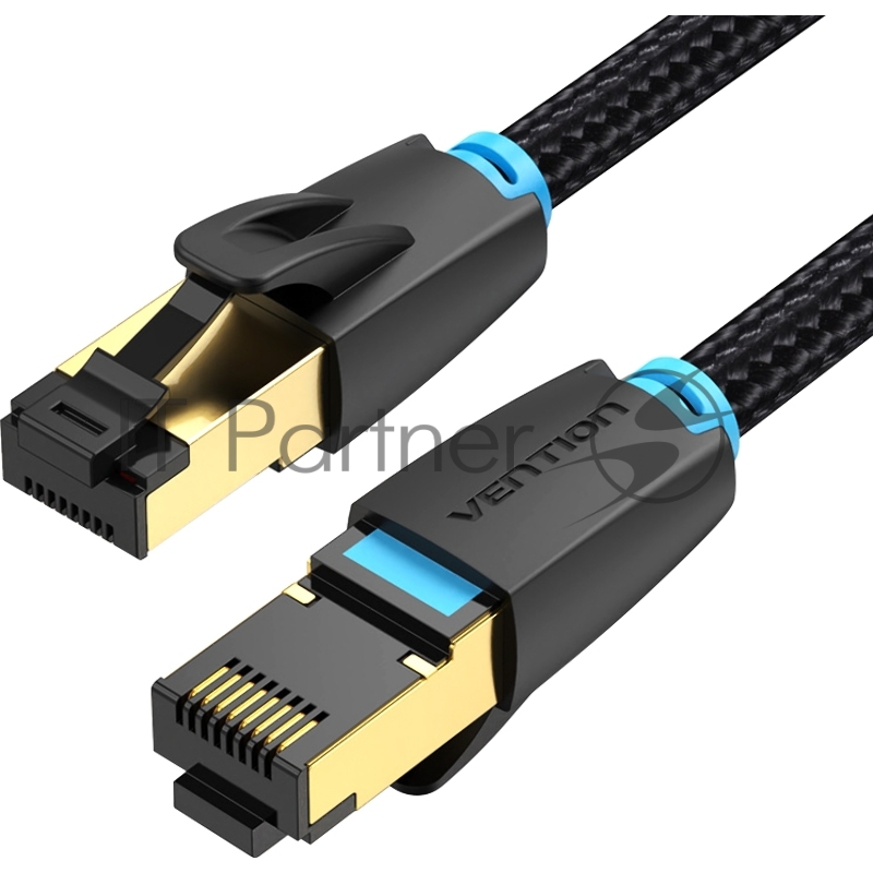 Патч-корд Vention прямой SFTP cat.8 RJ45 - 0,5м. Черный Тканевая оплетка