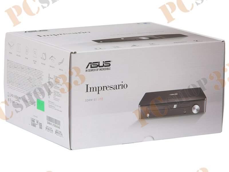 Привод DVDRW 8x8x8xDVD/24x24x24xCD ASUS SDRW-S1 LITE Impresario, внешн., со встроенной звуковой картой, черный (USB2.0)