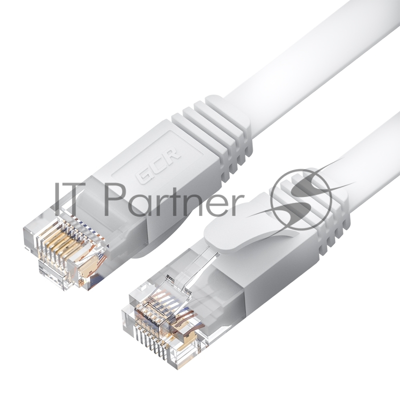 Патч-корд GCR PROF плоский прямой 20.0m, UTP медь кат.6, белый, 30 AWG, ethernet high speed 10 Гбит/с, RJ45, T568B
