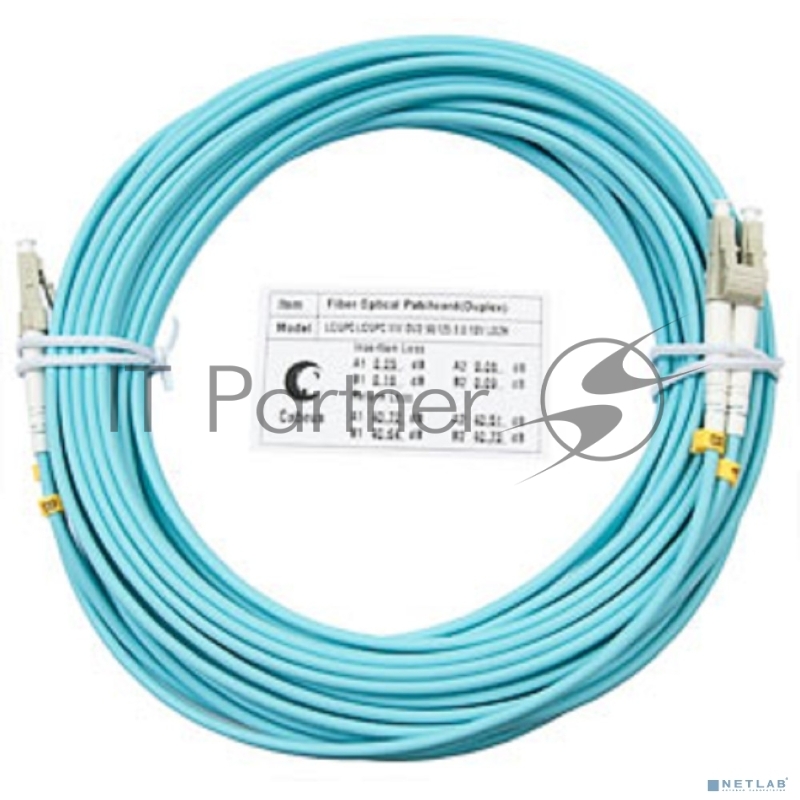 Комм. шнур оптический Cabeus Tight Buffer, Duplex LC/LC, OM3 50/125, LSZH, 25м, Ø 3мм, серый хвостовик, цвет: аква