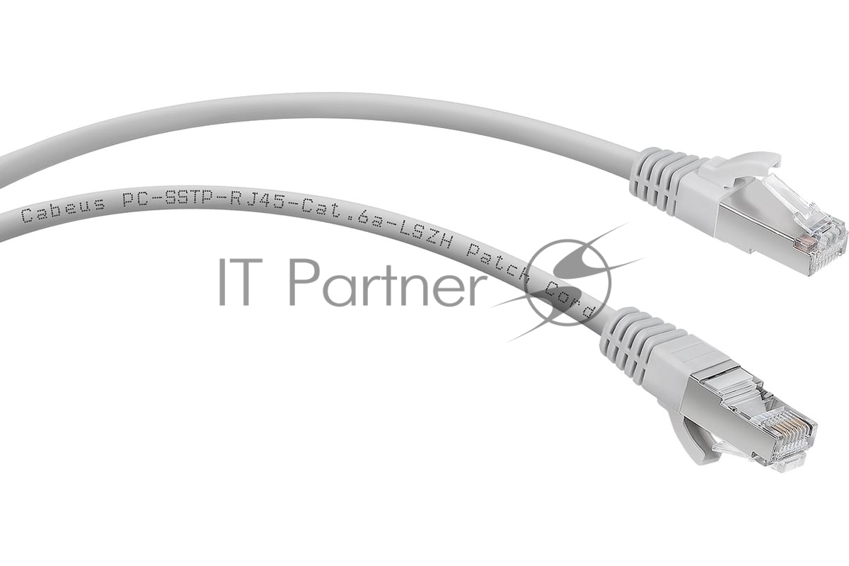 Шнур комм. Cabeus, кат. 6A, экр., S/FTP, RJ45/RJ45, LSZH, AWG26, 5м, серый