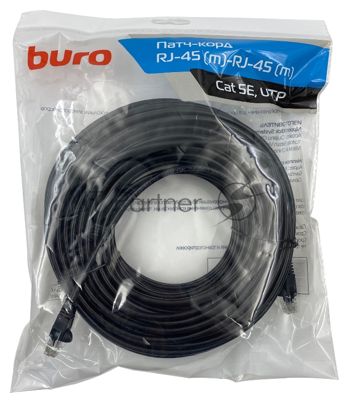 Патч-корд Buro UTP 4 пары cat5E CCA molded 30м черный RJ-45 (m)-RJ-45 (m)