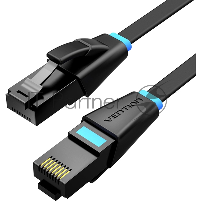 Патч-корд Vention прямой UTP cat.6, RJ45 - 2м. плоский Черный