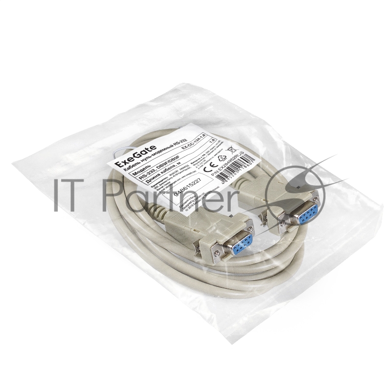 Кабель нуль-модемный RS-232 ExeGate EX-CC-134-3.0 (DB9F/DB9F, 3м)