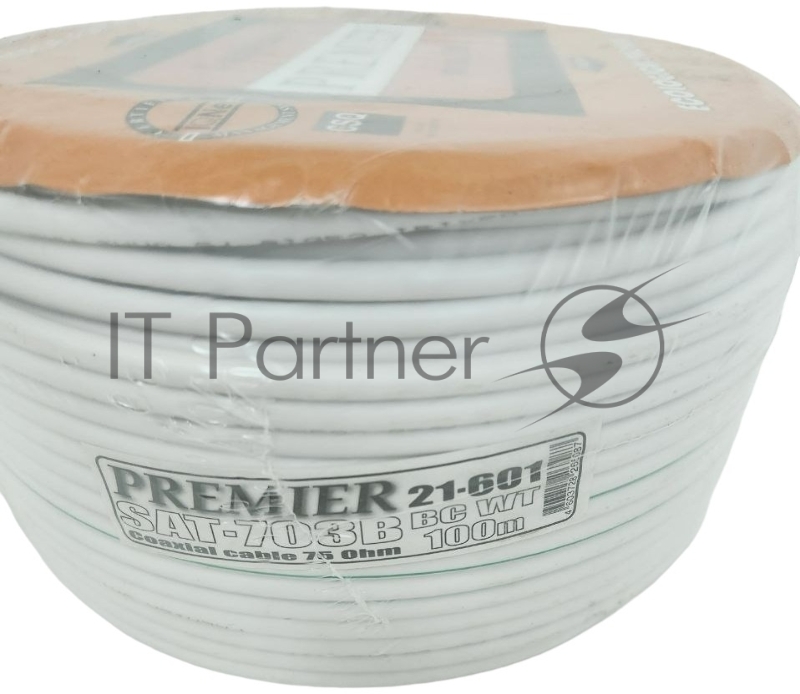 Кабель Premier SAT-703B BC WT 100м. белый (21-601 100)