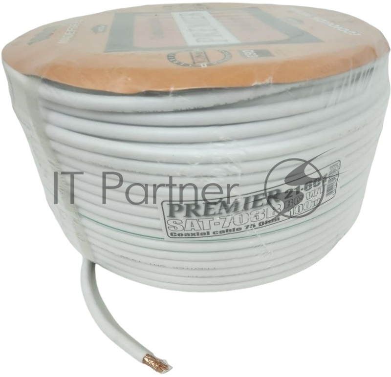 Кабель Premier SAT-703B BC WT 100м. белый (21-601 100)