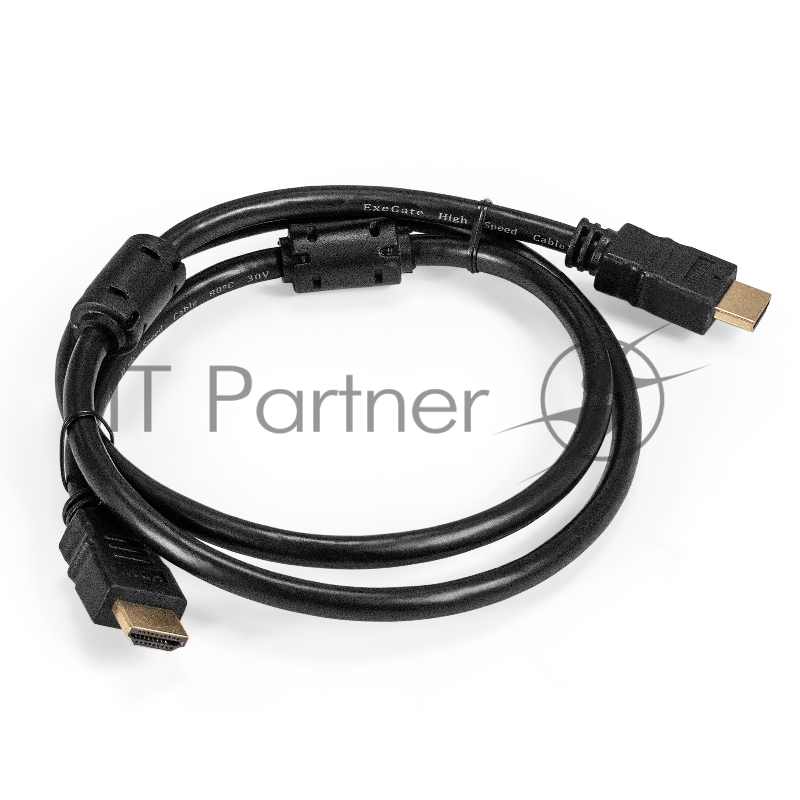Кабель HDMI ExeGate EX-CC-HDMI2-1.0F (19M/19M, v2.0, 1м, 4K UHD, Ethernet, ферритовые кольца, позолоченные контакты)