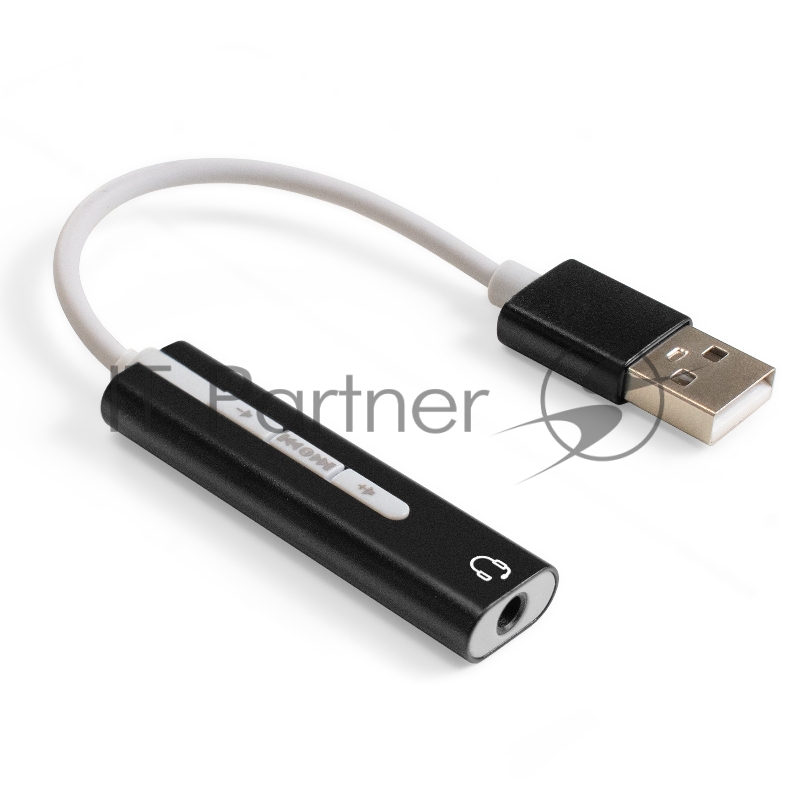 Кабель-адаптер для подключения телефонной гарнитуры к порту USB ExeGate <EX-AU-04B> (внешняя звуковая карта USB, 1x Jack3.5 F (4-контакта), кнопки: volume +, volume -, play/pause/next/previous, Windows/Linux/MAC OS)