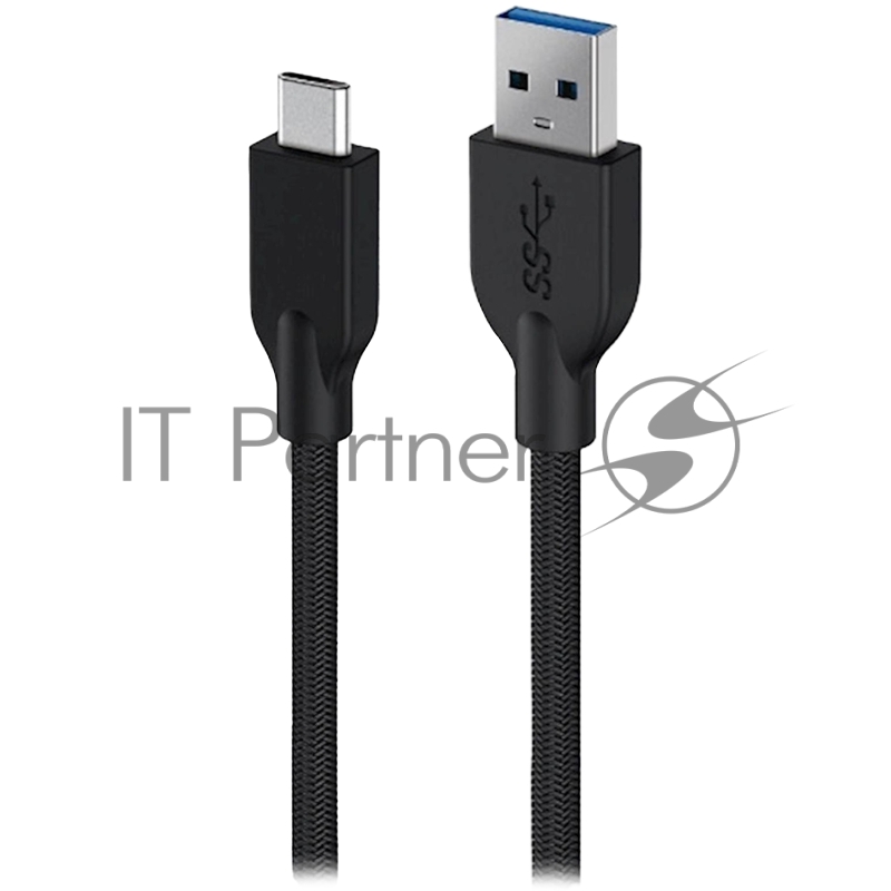 Кабель Genius ACC-A2CC-3A. Выход: (USB-A -> USB-C). USB 3.0, плетеный нейлон, 150 см. Цвет: черный