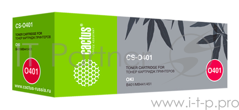 Тонер Картридж Cactus CS-O401 44992403 черный для Oki B401/MB441/451 (1500стр.)