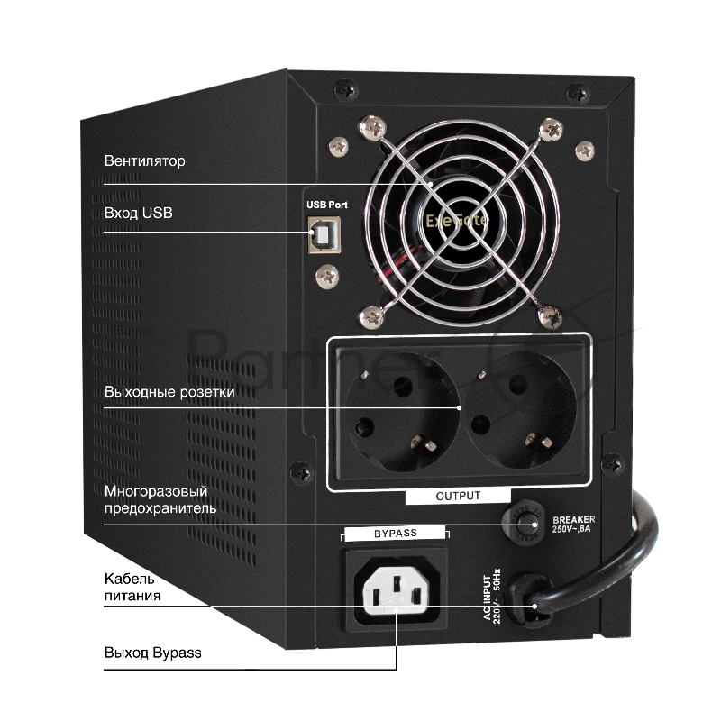 ИБП (инвертор, синус, для котла) ExeGate SineTower SN-1000.LCD.AVR.2SH.1C13.USB <1000VA/800W, чистая синусоида, LCD дисплей, AVR, 2*Schuko+1*C13, USB, линейно-интерактивный, Black>