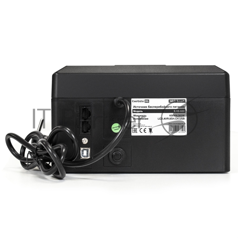 ИБП ExeGate NEO Smart BU-600.LCD.AVR.5SH <600VA/360W, цветной LCD-дисплей, AVR, 5*Schuko, Black>