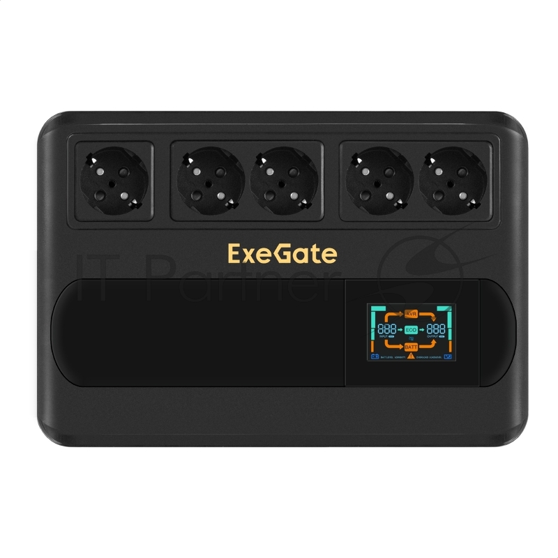 ИБП ExeGate NEO Smart BU-800.LCD.AVR.5SH <800VA/480W, цветной LCD-дисплей, AVR, 5*Schuko, Black>