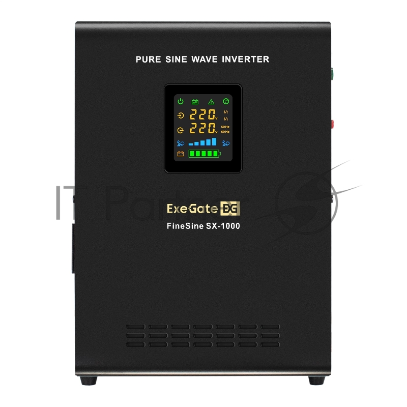 Комплект ИБП EX295997RUS + батарея 26Aч EX282970RUS 1шт (инвертор, синус, для котла, настенный) ExeGate FineSine SX-1000.LCD.AVR.2SH <1000VA/600W, чистая синусоида, цветной LCD-дисплей, AVR, 2*Schuko, линейно-интерактивный, крепление настенное/универ