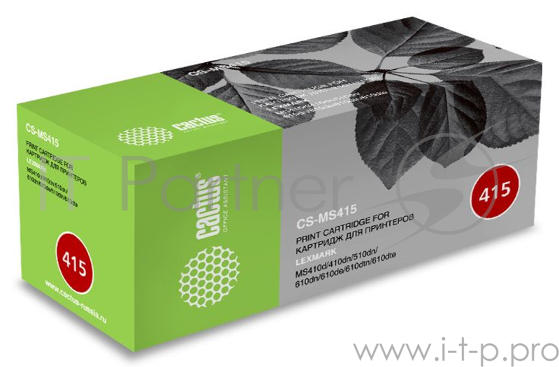 Тонер Картридж Cactus CS-MS415 черный (10000стр.) для Lexmark MS410d/410dn/510dn/610dn/610de