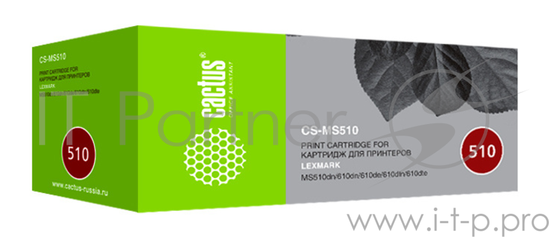 Тонер Картридж Cactus CS-MS510 черный (20000стр.) для Lexmark MS510dn/610dn/610de/610dtn/610