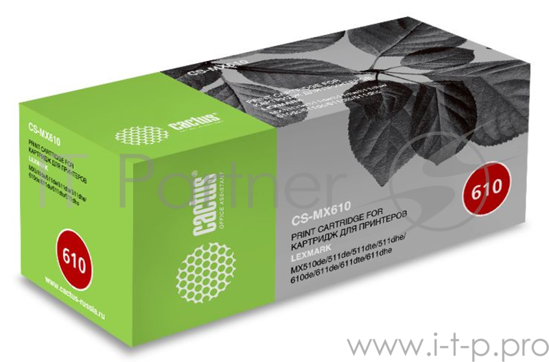 Тонер Картридж Cactus 60F5H0E CS-MX610 черный (10000стр.) для Lexmark MX510de/511de/511dte/511dhe/61