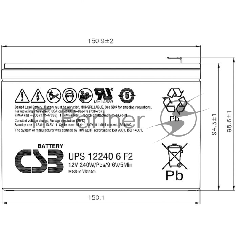 Батарея для ИБП CSB UPS122406 12В 240Ач