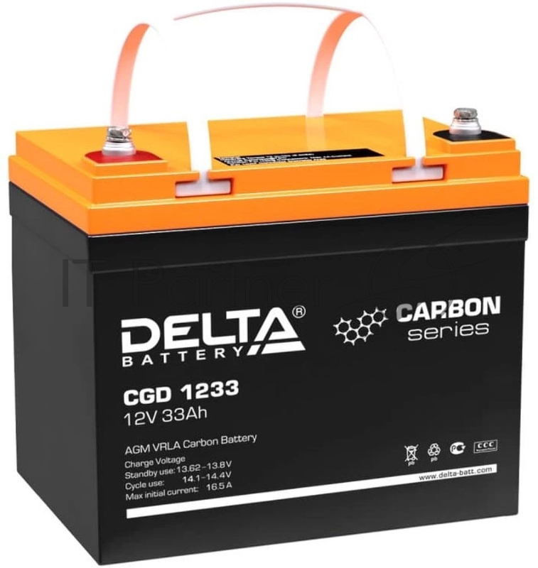 Аккумуляторная батарея Delta CGD 1233 напряжение 12В, емкость 33Ач (197х130х163mm)