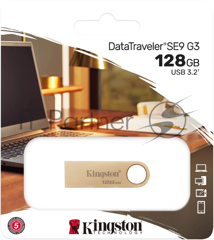 Флеш Диск Kingston 128GB DataTraveler SE9 DTSE9G3/128GB USB3.0 серебристый