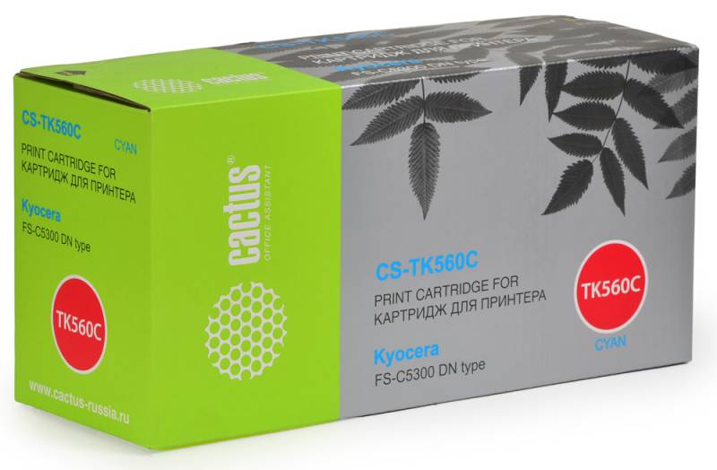 Тонер Картридж Cactus CS-TK560С голубой для Kyocera FS-C5300DN (10000стр.)