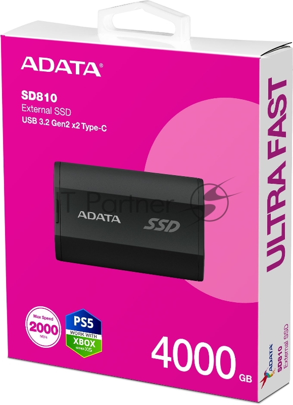Внешний накопитель SSD ADATA 4Tb SD810 USB Type-C (2000/2000 Mb/s) metal case black (SD810-4000G-CBK)