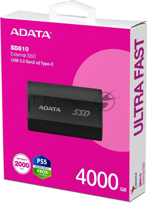 Внешний накопитель SSD ADATA 4Tb SD810 USB Type-C (2000/2000 Mb/s) metal case black (SD810-4000G-CBK)