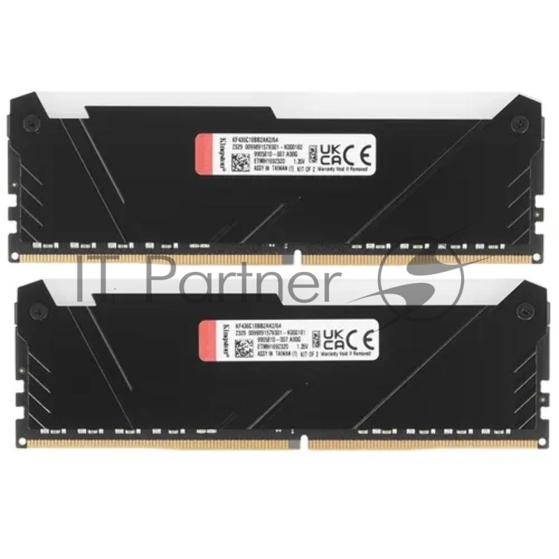 Оперативная память Kingston 64GB 3600MT/s DDR4 CL18 DIMM (Kit of 2) FURY Beast RGB