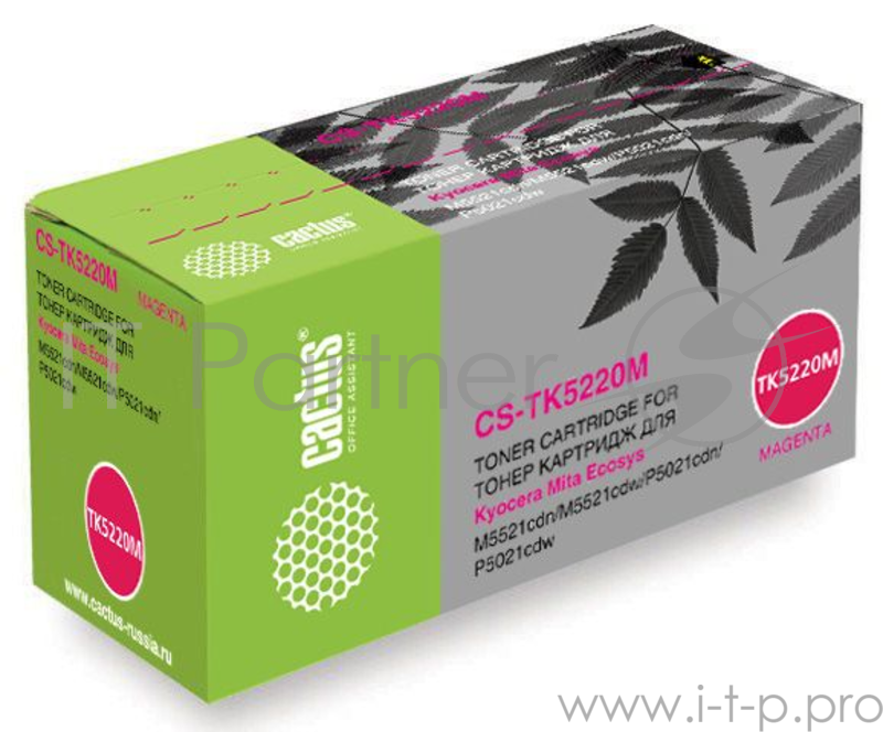 Тонер Картридж Cactus CS-TK5220M пурпурный (1200стр.) для Kyocera Ecosys M5521cdn/M5521cdw/P5021cdn/
