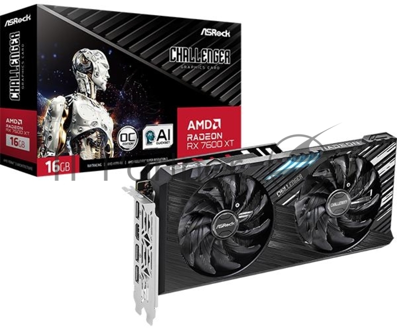 Видеокарта Asrock PCI-E 4.0 RX7600XT CL 16GO AMD Radeon RX 7600XT 16Gb 128bit GDDR6 2470/18000 HDMIx1 DPx3 HDCP Ret